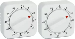 Square 60 Minute Mechanical Kitchen Timer, Easy to Use Visual Cooking Timer with - Picture 1 of 12