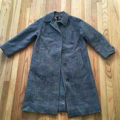 Abrigo de lana Burberry Inglaterra Glenplaid grande a rayas azul raglán años 70 de colección Foto 1 de 4