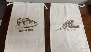 Lote de 2 - Bolsas Bolsa con cordón de lona de tela harina de pan de trigo - Imagen 1 de 5