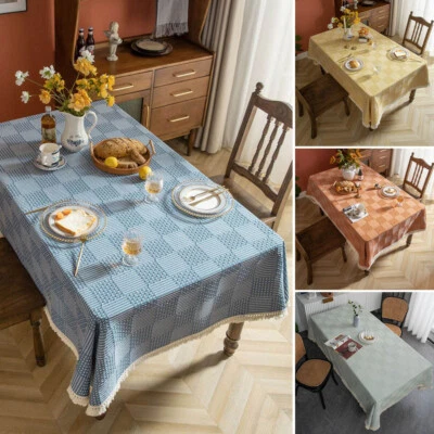 Rectangle Vintage Tablecloth Tassel Dining Kitchen Table Cloth Cover Home Decor - Image 1 of 4