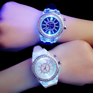 Luminous LED watch male and women students Lovers jelly Unisex Geneva watches - Picture 1 of 23