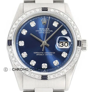Rolex Herren Datejust 18K Weißgold & Edelstahl Blau Diamant Saphir Uhr - Bild 1 von 9