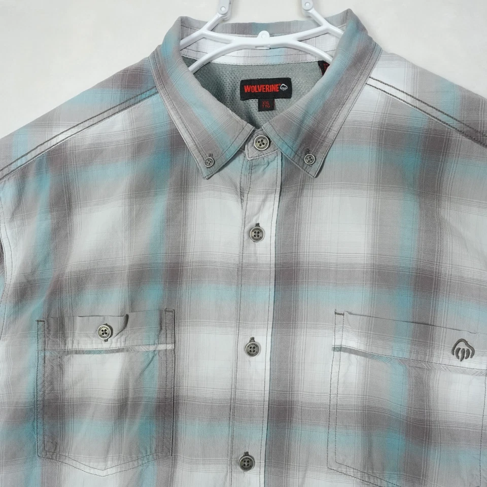 Camisa con botones Wolverine para hombre 2XL a cuadros manga corta mezcla de algodón Foto 1 de 4