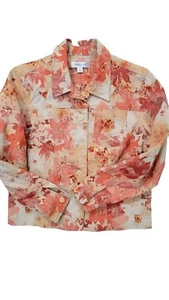 WOMENS COLDWATER CREEK TAUPE ORANGE BUTTON DOWN TOP SHIRT SZ PM - Picture 1 of 6