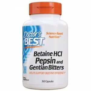 Doctor's Best Betaine HCl Pepsin & Gentian Bitters 360 caps | Digestive Support