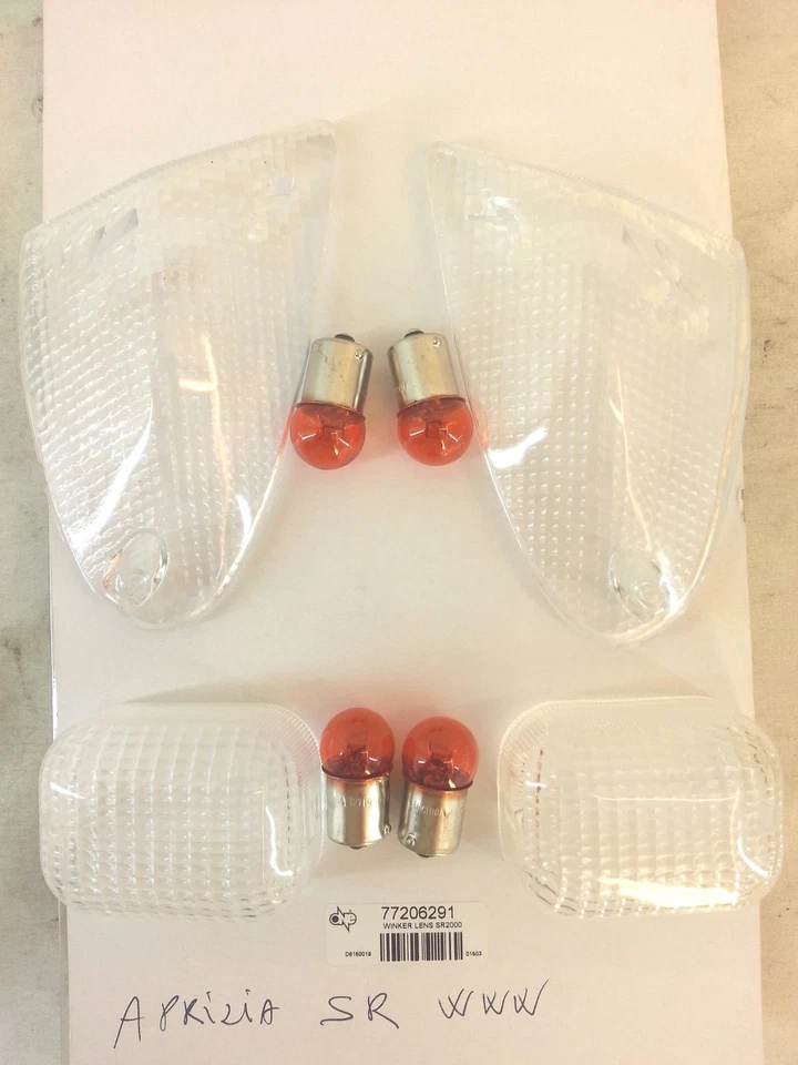 KIT 4 GEMME FRECCE TRASPARENTI APRILIA SR WWW - CON 4 LAMPADINE  - Immagine 1 di 1