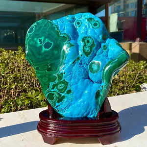 7.56LB Natural Chrysocolla/Malachite transparent cluster rough mineral sample - Picture 1 of 11