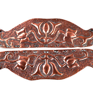 Hammered Copper Arts Crafts Handles Plaques Purse Bag Door Circa 18802