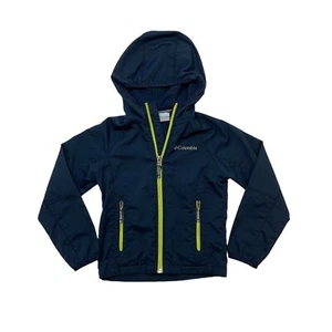 Columbia Hooded Jacket Boys XXS 2XS Navy Blue Full Zip Lightweight Zip Pockets - Picture 1 of 10