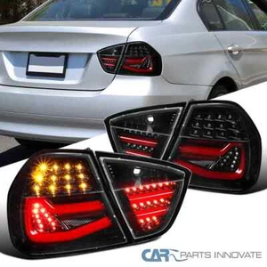 Pearl Black Fits 2005-2008 BMW E90 325i 4Dr Sedan LED Tail Lights Brake Lamps - Foto 1 di 9