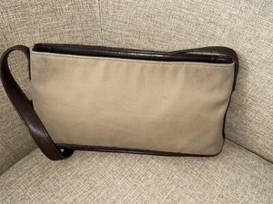 Y2K COACH Tan Twill & Brown Leather GREENWICH Hobo Bag 6136 Striped Ticking - Picture 1 of 22