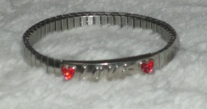 Braccialetto Amore Elastico Fascia Acciaio Inox Vintage Costume Moda Gioielli - Foto 1 di 3