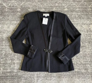 St. John Evening Womens Size 4 Sweater Blazer Black Wool Knit Formal NWT O9 - Picture 1 of 10