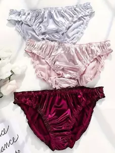 3 Pack Liquid Satin Cheeky Panty Hot Sexy Naughty Slippery Sissy Size XL 🔥 - Picture 1 of 1