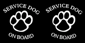 Service Dog ON Board K9 Caution Two 5" White Graphic Decal Car Truck Window - Picture 1 of 2