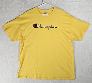 NEW Champion Mens Size 2XL Logo  T-Shirt Yellow, Heavy Cotton - Picture 1 of 9