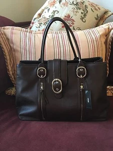 Neu mit Etikett echt DKNY Leder große Tasche Beuteltasche braun Business edel Donna Karan NEU - Bild 1 von 12