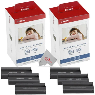 Two Pack Canon KP-108IN Selphy Color Ink 4x6 & Paper Set for SELPHY CP910 CP900 - Image 1 of 4