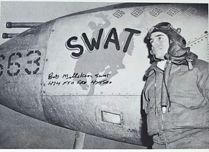 Robert "Bob" Milliken signed 8x10 Hochglanz Foto P-38 Fighter Ace 5V - Bild 1 von 2
