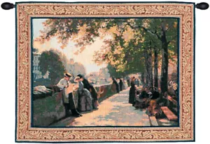 Bank of the River Seine I French Tapestry - Woven Art for City & Country Decor - Picture 1 of 2