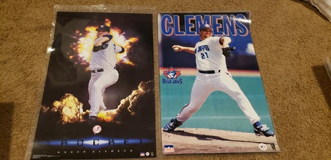 Vintage Roger Clemens full size poster lot of 2, laminated, Yankees Blue Jays Cover