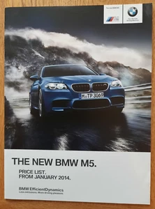 2014 BMW M5 car sales brochure price list from the UK. Rare prospekt / catalogue - Picture 1 of 9