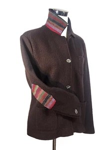 TALBOTS  Brown Boiled Wool Jacket W Elbow Patches Blazer - Medium - Picture 1 of 11