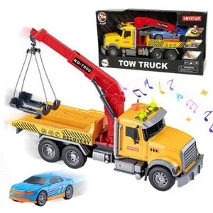 Kid Wrecker Rescue Tow Truck Set Recovery Sound Crane With Hook Car Lift Playset - Picture 1 of 11