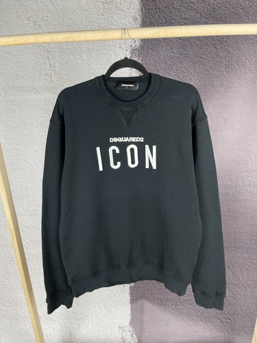 DSQUARED2 Felpa nera Dsquared 2 Icon grande logo ricamato