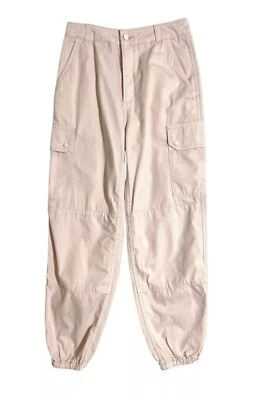 Calça TOPSHOP Cintura Alta Rosa Utilitária Carga Jeans Tornozelos Algemados NOVA - Imagem 1 de 4