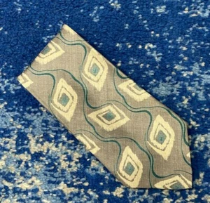 Corbata de seda abstracta Giorgio Armani vintage gris crema verde Italia - Imagen 1 de 5