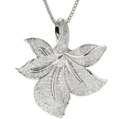 Kat Florence 18 Karat White Gold Pave Diamond Orchid Necklace - Image 1 of 4