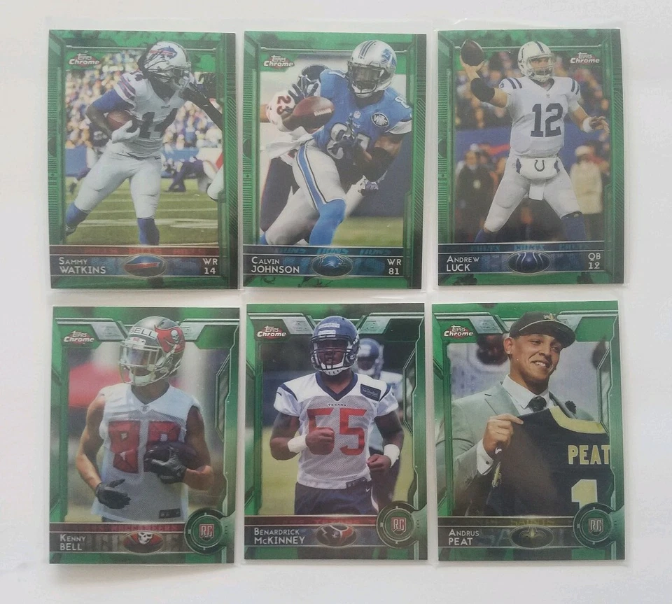 2015 TOPPS CHROME FB VETERAN, ROOKIE GREEN REFRACTOR CARDS COMPLETE YOUR SET - Image 1 of 1