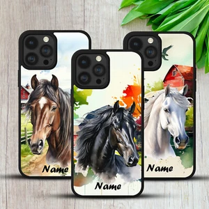PERSONALISED HORSE WATER COLOUR HARD PHONE CASE COVER FOR IPHONE SAMSUNG GOOGLE - Picture 1 of 29
