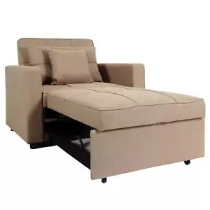 B-Ware Schlafsessel MCW-L90, Liegefläche 197x103cm Stoff/Textil, taupe - Bild 1 von 13