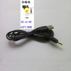 1PCS USB 2.0 to DC 4.0*1.7mm Barrel Connector Jack Power Cable Black 1M - Picture 1 of 11