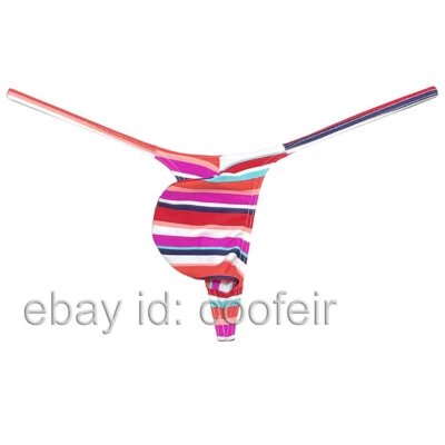 Men's Vibrant Colorful G-string Underwear Narrow Waist T-back Pouch Swim Thong - Image 1 of 4