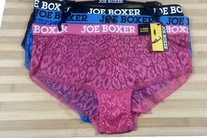 Joe Boxer Women's 3 Pair Pack Lace Hipsters Panties Size 2X Pink/Black - Picture 1 of 3