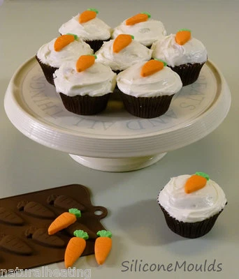 ZANAHORIAS Chocolate Caramelo Molde Cupcakes Topper Molde de Silicona Pasta de Azúcar Foto 1 de 3