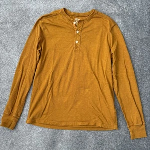 J Crew Shirt Mens Medium Long Sleeve Henley Garment Dyed Slub Casual - Picture 1 of 7