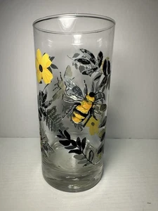 Libbey Royal Norfolk Flower Bee Happy 16 oz Drinking Glass - Picture 1 of 7