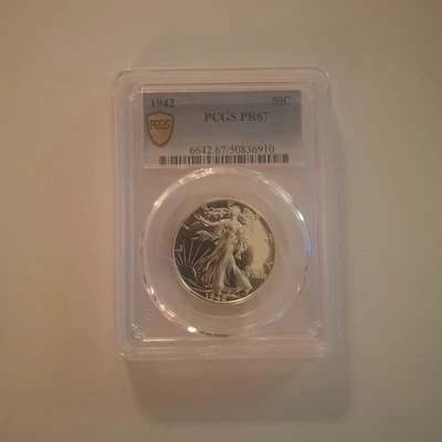 1942 PROOF LIBERTY HALF DOLLAR PCGS GRADED PR67 - BRIGHT WHITE GEM - Image 1 of 2