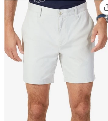 Deck Nautica Masculino Short Chino Ajuste Clássico Tamanho 34 Bege/Cáqui 6" Costura Interna NOVO - Imagem 1 de 4