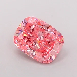 IGI 3.01 Ct Vivid Pink Cushion Cut Lab Diamond VVS2 Certified Engagement Stone - Picture 1 of 11