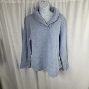 Karen Scott Sport Sweatshirt Womens Large Light Blue Cowl Neck Pullover Fleece - Picture 1 of 13