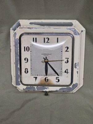 Art Deco E. Ingraham Electric Wall Clock Aluminum Case Parts or Restore - Image 1 of 4