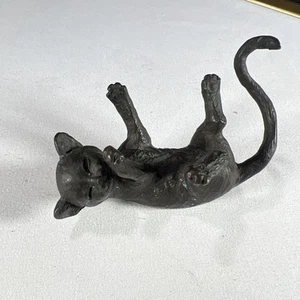 Vintage Playing Cat Bronze Miniature Figurine 3.25” - Picture 1 of 6