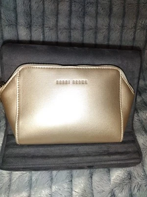 Estuche de Maquillaje Bobbi Marrón Dorado Bolso con Cremallera NUEVO Foto 1 de 4