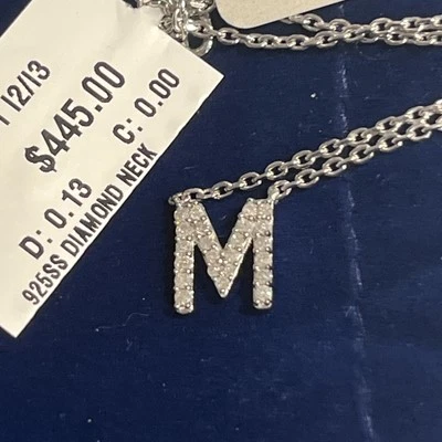 EFFY Diamond Initial M Necklace 925  Sterling Silver Diamonds 2013 - Image 1 of 2