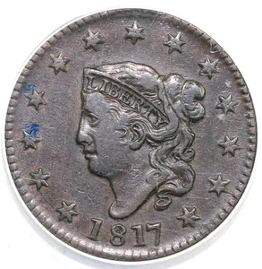 1817 1c N-15 Coronet or Matron Head Large Cent ANACS VF 35 - Picture 1 of 5